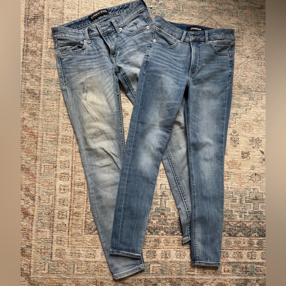 Express women’s denim perfect Blue jeans ankle leggings & low rise Jeans 4R